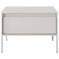 Tavolino da Salotto Beige un Cassetto con Piedini 68x48x68h cm, Forma Quadrato - Kasinela