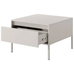 Tavolino da Salotto Beige un Cassetto con Piedini 68x48x68h cm, Forma Quadrato - Kasinela