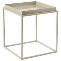 Tavolino da Salotto Bianco Crema Forma Quadrato Materiale Piano in Metallo 45x45x52h cm, Colore Ripiano Bianco - Lorsica