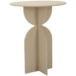 Tavolino da Salotto Bianco Crema Forma Rotondo Colore Ripiano Bianco 45x45x58h cm, Sfumatura Colore Struttura Crema - Fanotalo
