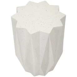 Tavolino da Salotto Bianco Crema Nero Adatto per Indoor/outdoor Effetto Pietra Forma Stella 46x60x46h cm, Colore Ripiano Bianco - Gala
