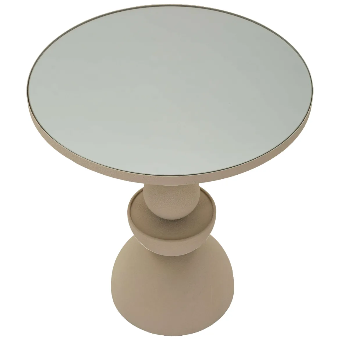 Tavolino da Salotto Bianco Crema Trasparente Forma Rotondo Colore Ripiano Trasparente 45x45x50h cm, Materiale Struttura in Vetro - Famefali