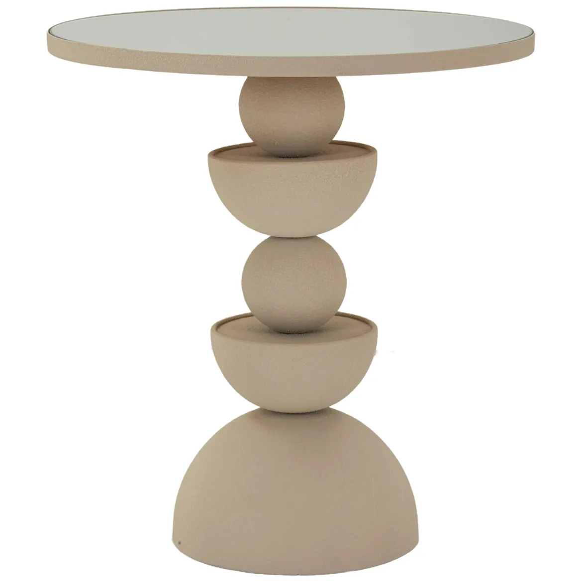 Tavolino da Salotto Bianco Crema Trasparente Forma Rotondo Colore Ripiano Trasparente 45x45x50h cm, Materiale Struttura in Vetro - Famefali