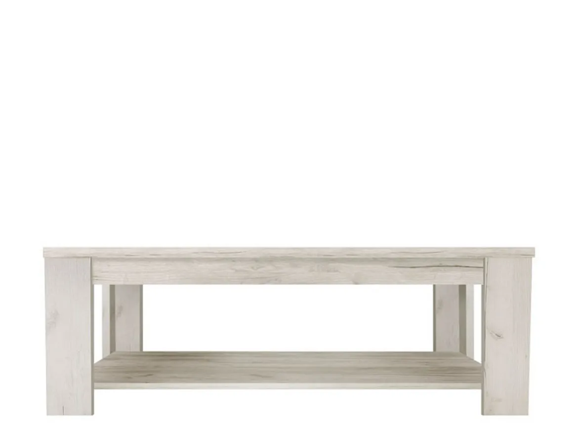 Tavolino da Salotto Bianco Larice un Vano Forma Rettangolare 120x60x41.5h cm, Sfumatura Colore Ripiano Larice - Front