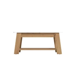 Tavolino da Salotto Bianco Lucido Marrone Rovere Nodi un Vano Forma Rettangolare 101x54.5x46.5h cm, Colore Ripiano Bianco - Casaglia
