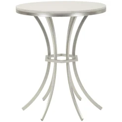 Tavolino da Salotto Bianco Marmo Argento Ripiano Effetto Marmo Forma Rotondo 56x56x68h cm, Colore Ripiano Bianco - Faka