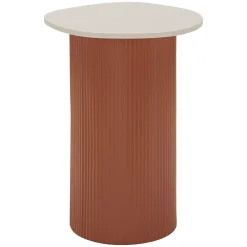Tavolino da Salotto Bianco Marmo Rosso Forma Squadrata Colore Ripiano Bianco 35x37x53h cm, Materiale Struttura in Metallo - Misfat