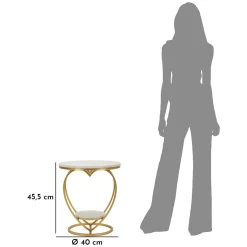 Tavolino da Salotto Bianco Marmo oro set da 2, Ripiano Effetto Marmo Forma Rotondo 46x46x55h cm, Colore Ripiano Bianco - Alexan