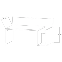 Tavolino da Salotto Bianco Marrone Noce con Piedini un Vano 105x60x35h cm, Forma Rettangolare - Medicina