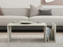 Tavolino da Salotto Bianco Marrone Noce con Piedini un Vano 105x60x35h cm, Forma Rettangolare - Medicina