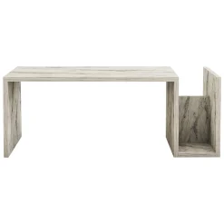 Tavolino da Salotto Bianco Marrone Noce con Piedini un Vano 105x60x35h cm, Forma Rettangolare - Medicina