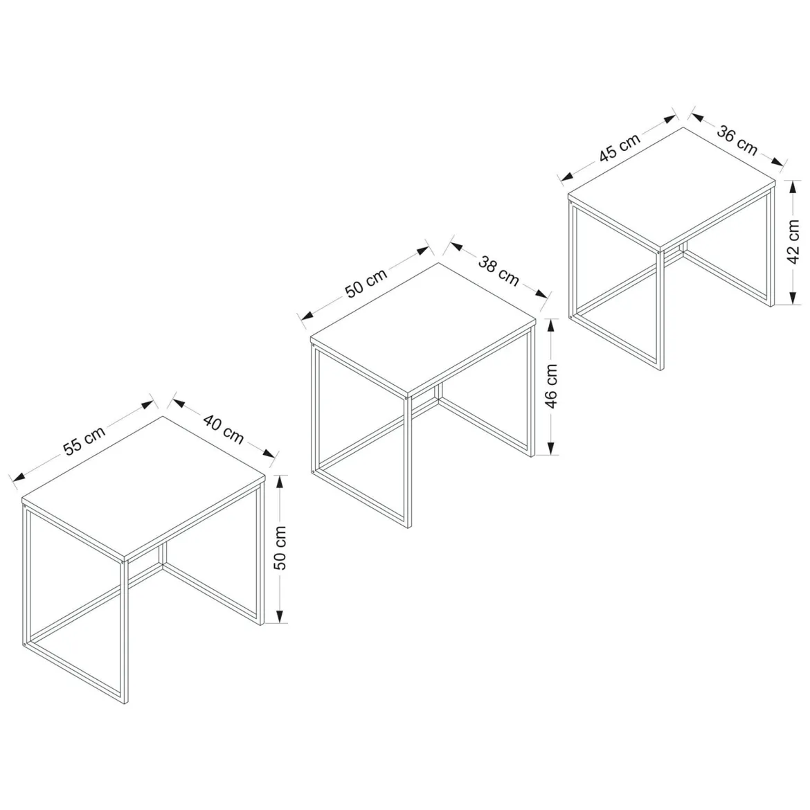 Tavolino da Salotto Bianco Modulabile Forma Rettangolare 55x40x50h cm, Materiale Piano in Legno Nobilitato - Crichi