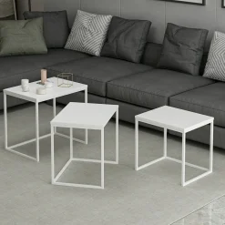 Tavolino da Salotto Bianco Modulabile Forma Rettangolare 55x40x50h cm, Materiale Piano in Legno Nobilitato - Crichi