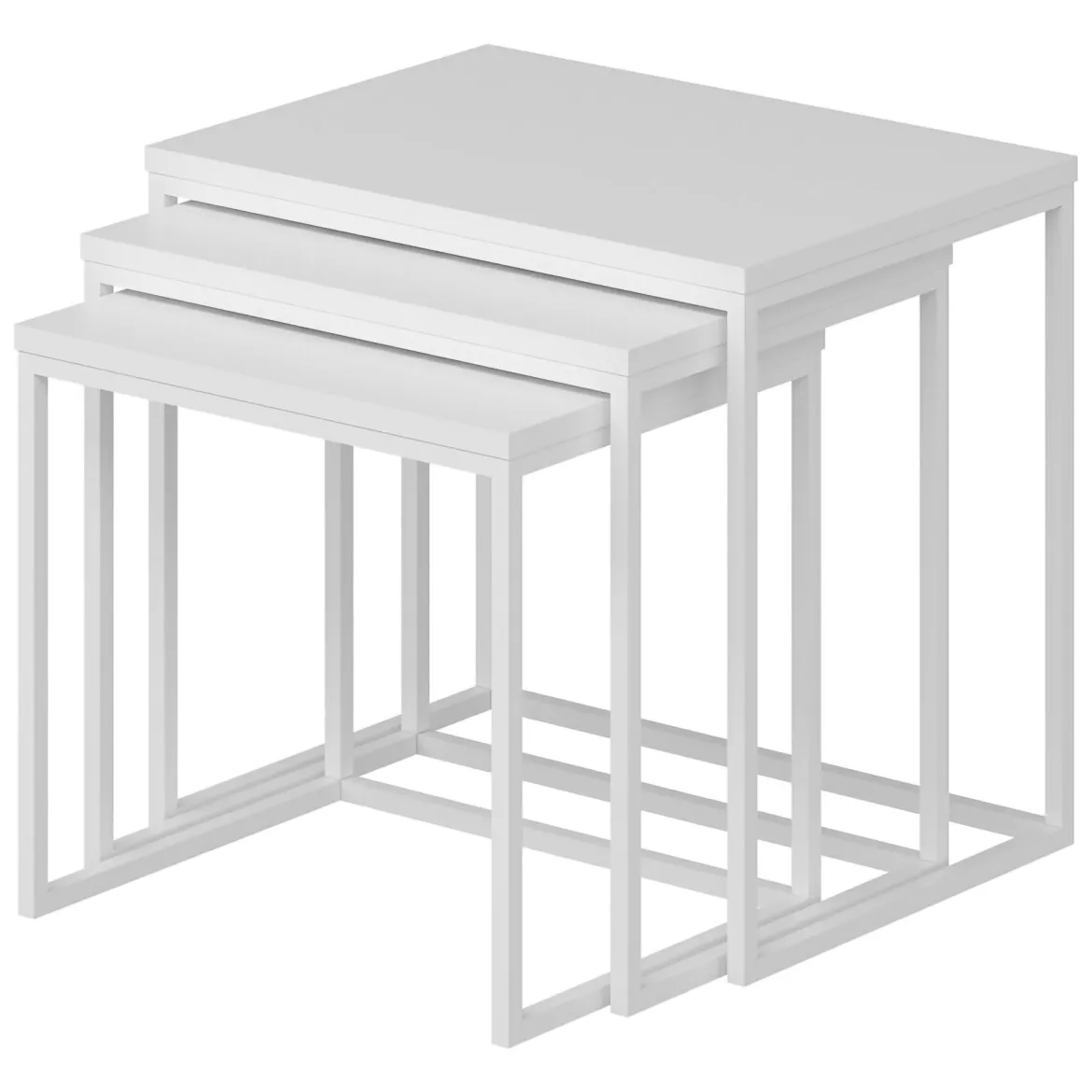 Tavolino da Salotto Bianco Modulabile Forma Rettangolare 55x40x50h cm, Materiale Piano in Legno Nobilitato - Crichi