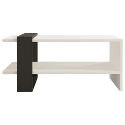 Tavolino da Salotto Bianco Nero Antracite un Vano Forma Rettangolare 80x55x35h cm, Colore Struttura Nero - Cigliano