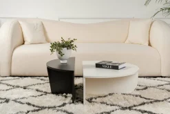 Tavolino da Salotto Bianco Nero Forma Fantasia Colore Struttura Nero 90x60x35h cm, Materiale Piano in Legno Nobilitato - Mansue