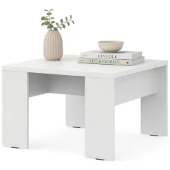 Tavolino da Salotto Bianco Opaco Forma Quadrato Colore Ripiano Bianco 67x67x43h cm, Sfumatura Colore Struttura Opaco - Magre