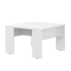 Tavolino da Salotto Bianco Opaco Forma Quadrato Colore Ripiano Bianco 67x67x43h cm, Sfumatura Colore Struttura Opaco - Magre