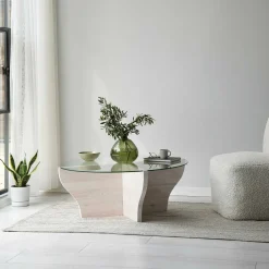 Tavolino da Salotto Bianco Portariviste Forma Rettangolare 105x65x30h cm, Materiale Piano in Vetro - Kallias