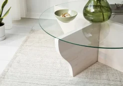 Tavolino da Salotto Bianco Portariviste Forma Rettangolare 105x65x30h cm, Materiale Piano in Vetro - Kallias