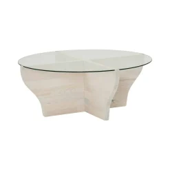 Tavolino da Salotto Bianco Portariviste Forma Rettangolare 105x65x30h cm, Materiale Piano in Vetro - Kallias