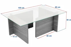 Tavolino da Salotto Bianco Portariviste Forma Rettangolare 105x65x40h cm, Materiale Piano in Vetro - Teti