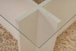 Tavolino da Salotto Bianco Portariviste Forma Rettangolare 105x65x40h cm, Materiale Piano in Vetro - Teti