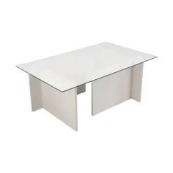 Tavolino da Salotto Bianco Portariviste Forma Rettangolare 105x65x40h cm, Materiale Piano in Vetro - Teti