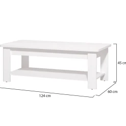 Tavolino da Salotto Bianco un Vano Forma Rettangolare 45x30x52h cm, Materiale Piano in Legno Nobilitato - Vocca