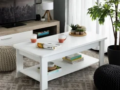 Tavolino da Salotto Bianco un Vano Forma Rettangolare 45x30x52h cm, Materiale Piano in Legno Nobilitato - Vocca