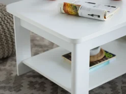 Tavolino da Salotto Bianco un Vano Forma Rettangolare 45x30x52h cm, Materiale Piano in Legno Nobilitato - Vocca