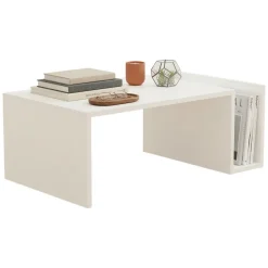 Tavolino da Salotto Bianco un Vano Forma Rettangolare 87x50x32h cm, Materiale Piano in Legno Nobilitato - Rometta