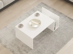 Tavolino da Salotto Bianco un Vano Forma Rettangolare 90.5x50.5x41.5h cm, Materiale Piano in Legno Nobilitato - Piraino
