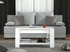 Tavolino da Salotto Bianco un Vano Forma Rettangolare 90x49.5x45.5h cm, Materiale Piano in Legno Nobilitato - Signa