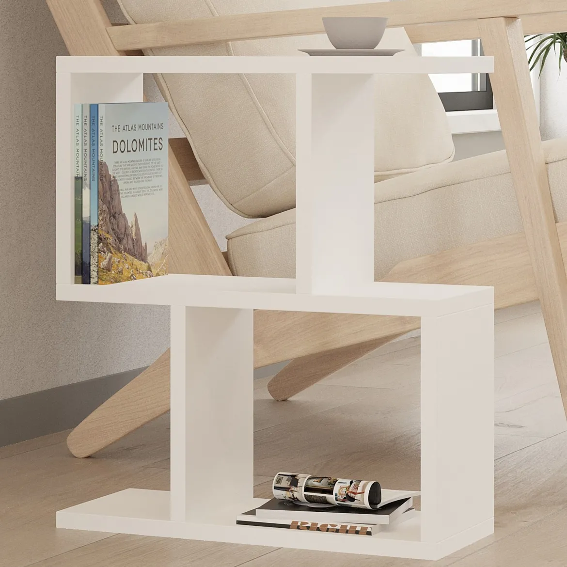 Tavolino da Salotto Bianco 2 Vani Forma Rettangolare 45x17x51h cm, Materiale Piano in Legno Nobilitato - Ceprano