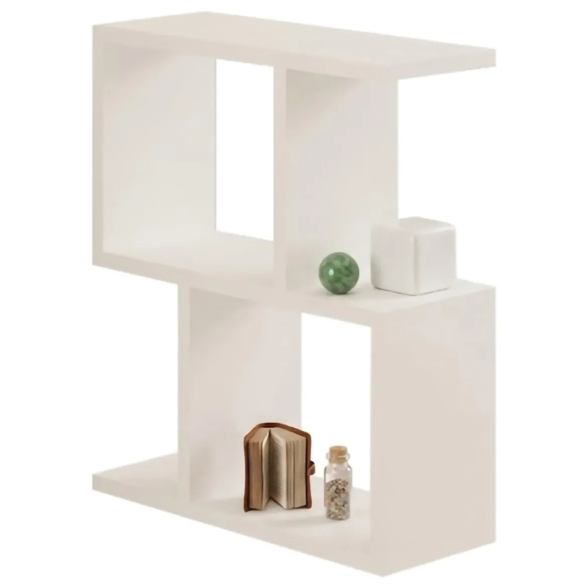 Tavolino da Salotto Bianco 2 Vani Forma Rettangolare 45x17x51h cm, Materiale Piano in Legno Nobilitato - Ceprano