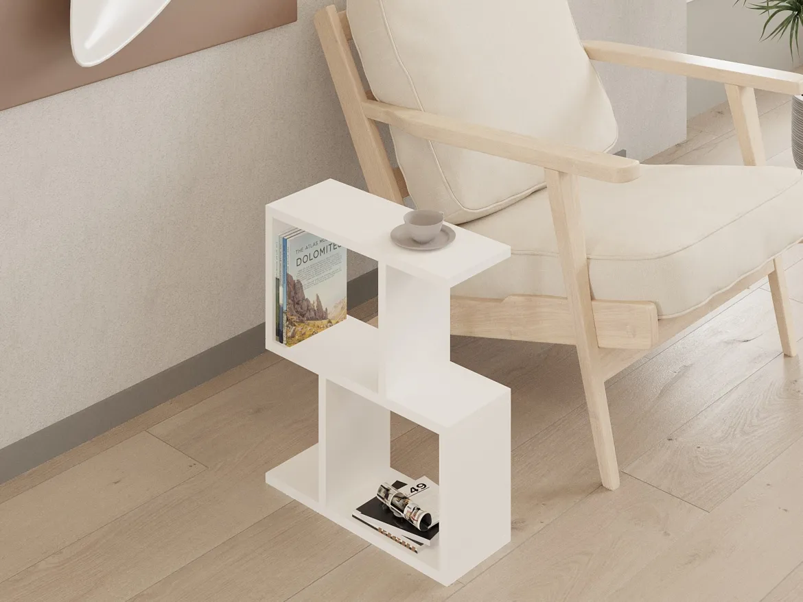 Tavolino da Salotto Bianco 2 Vani Forma Rettangolare 45x17x51h cm, Materiale Piano in Legno Nobilitato - Ceprano