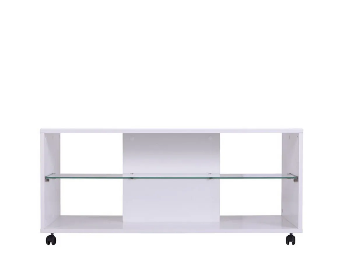 Tavolino da Salotto Bianco 3 Vani Forma Rettangolare 101x58x53.5h cm, Materiale Piano in Legno Nobilitato - Vervio