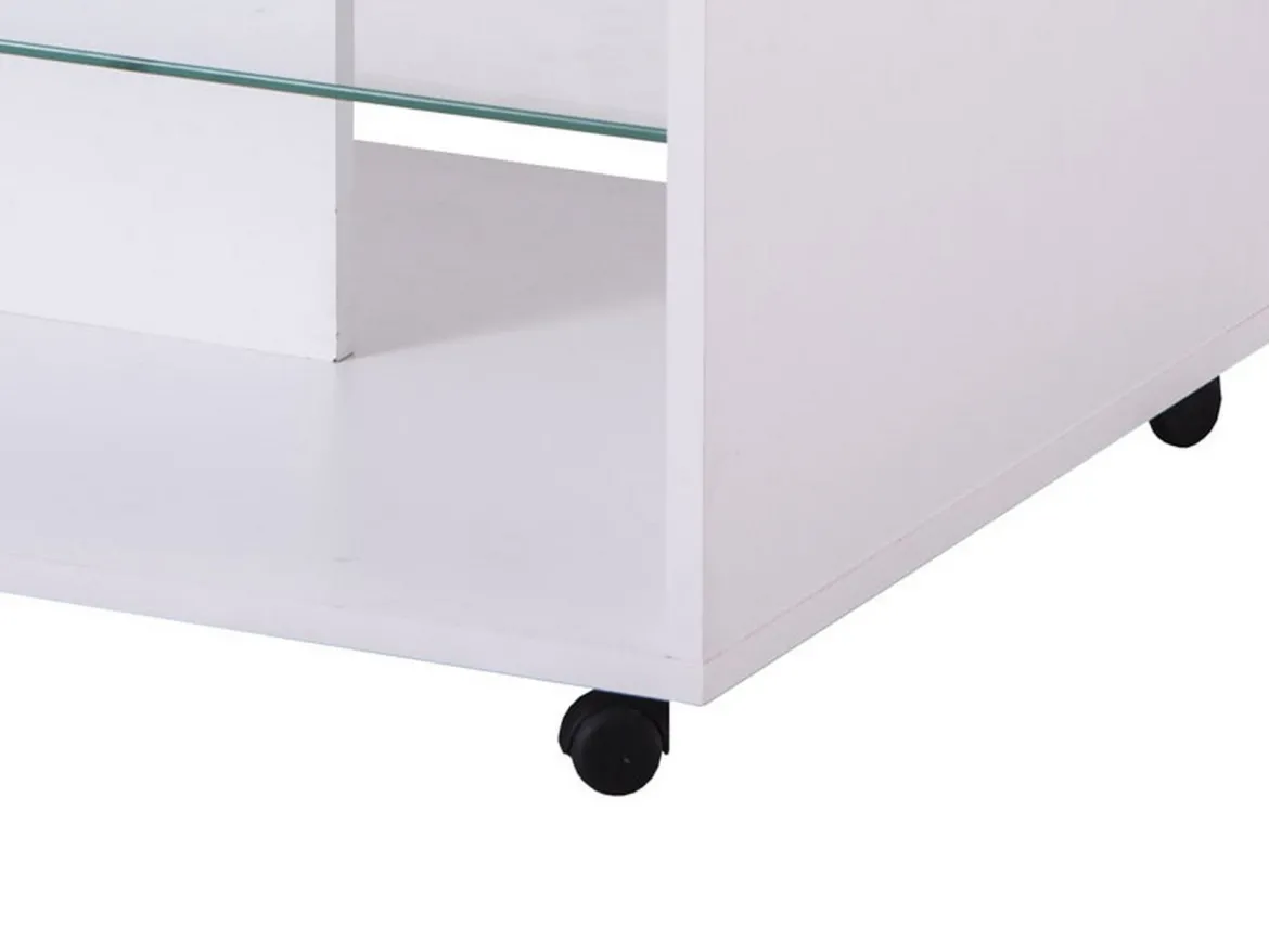 Tavolino da Salotto Bianco 3 Vani Forma Rettangolare 101x58x53.5h cm, Materiale Piano in Legno Nobilitato - Vervio