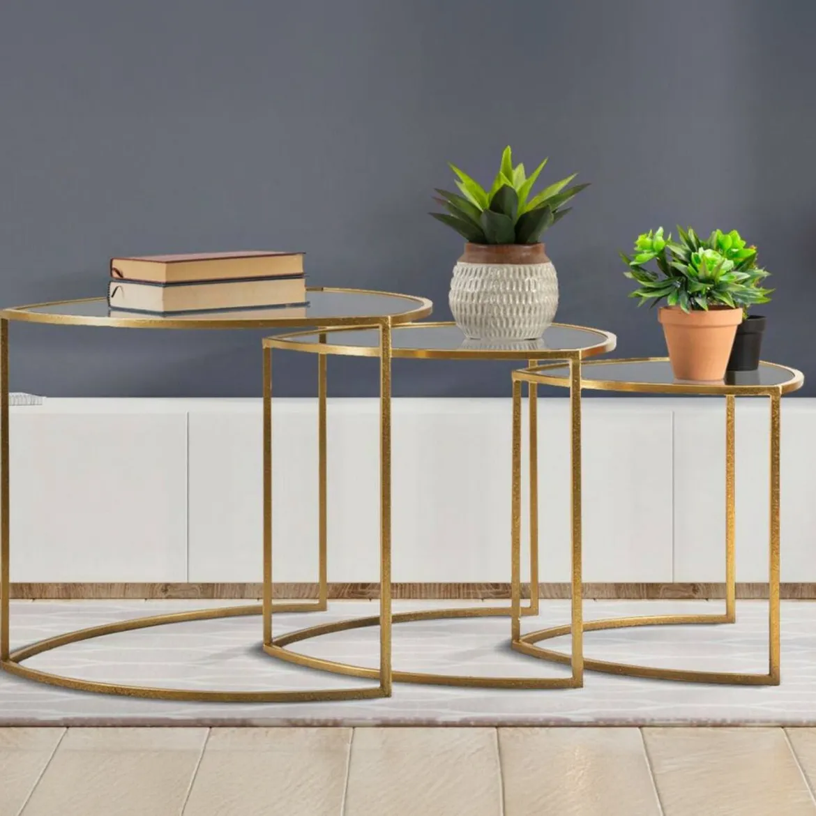 Tavolino da salotto circolare oro 60x60x50h cm - Adrian