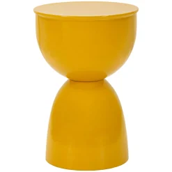 Tavolino da Salotto Giallo Senape Forma Rotondo Colore Ripiano Giallo 33x50x33h cm, Sfumatura Colore Struttura Senape - Gorkha