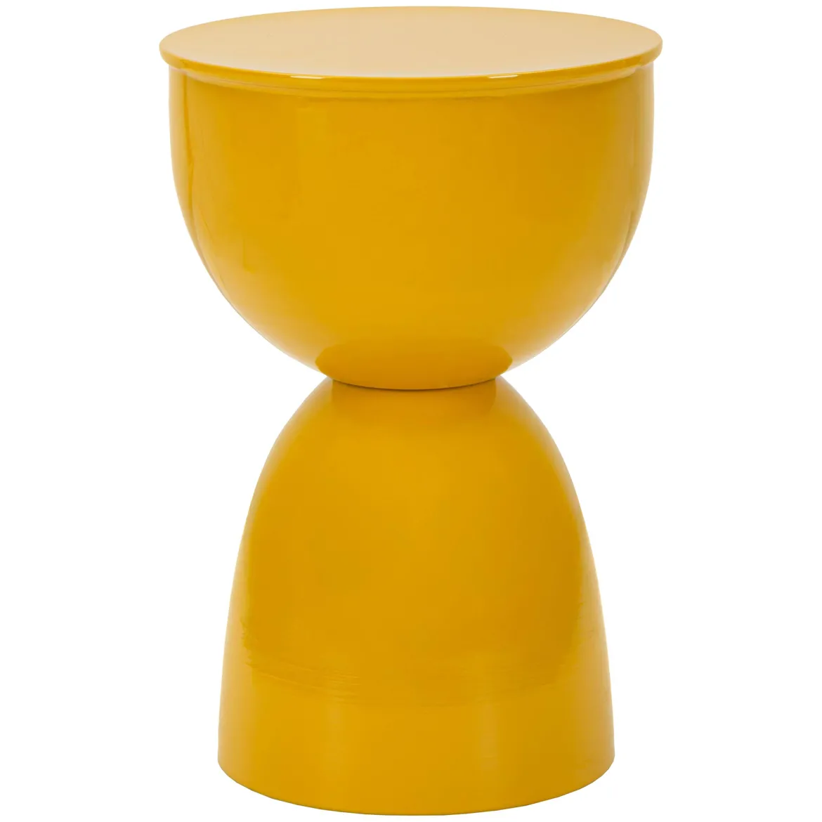 Tavolino da Salotto Giallo Senape Forma Rotondo Colore Ripiano Giallo 33x50x33h cm, Sfumatura Colore Struttura Senape - Gorkha
