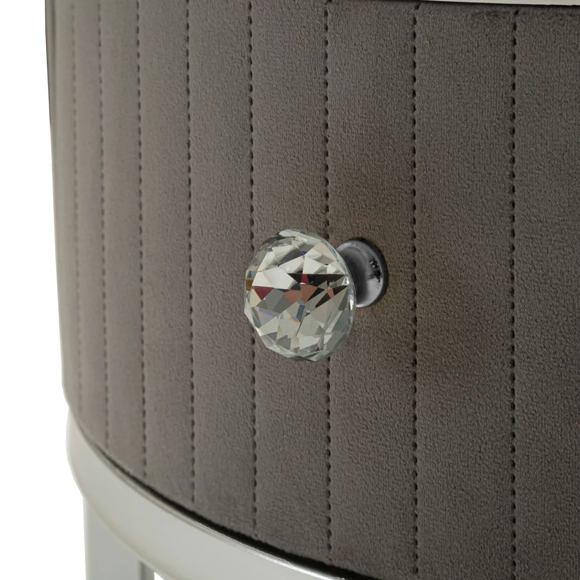 Tavolino da Salotto Grigio Argento un Cassetto Rivestimento in Tessuto Imbottito Modulabile 70x70x45h cm, un Vano - Daza