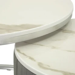 Tavolino da Salotto Grigio Argento un Cassetto Rivestimento in Tessuto Imbottito Modulabile 70x70x45h cm, un Vano - Daza