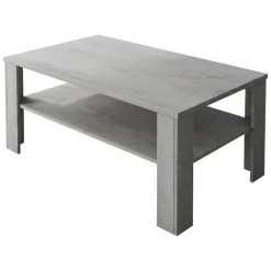 Tavolino da Salotto Grigio Cemento un Vano Forma Rettangolare 110x65x47h cm, Sfumatura Colore Ripiano Cemento - Rora