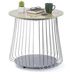 Tavolino da Salotto Grigio Forma Circolare Materiale Piano in Metallo 50x50x50h cm, Colore Ripiano Grigio - Cavalese