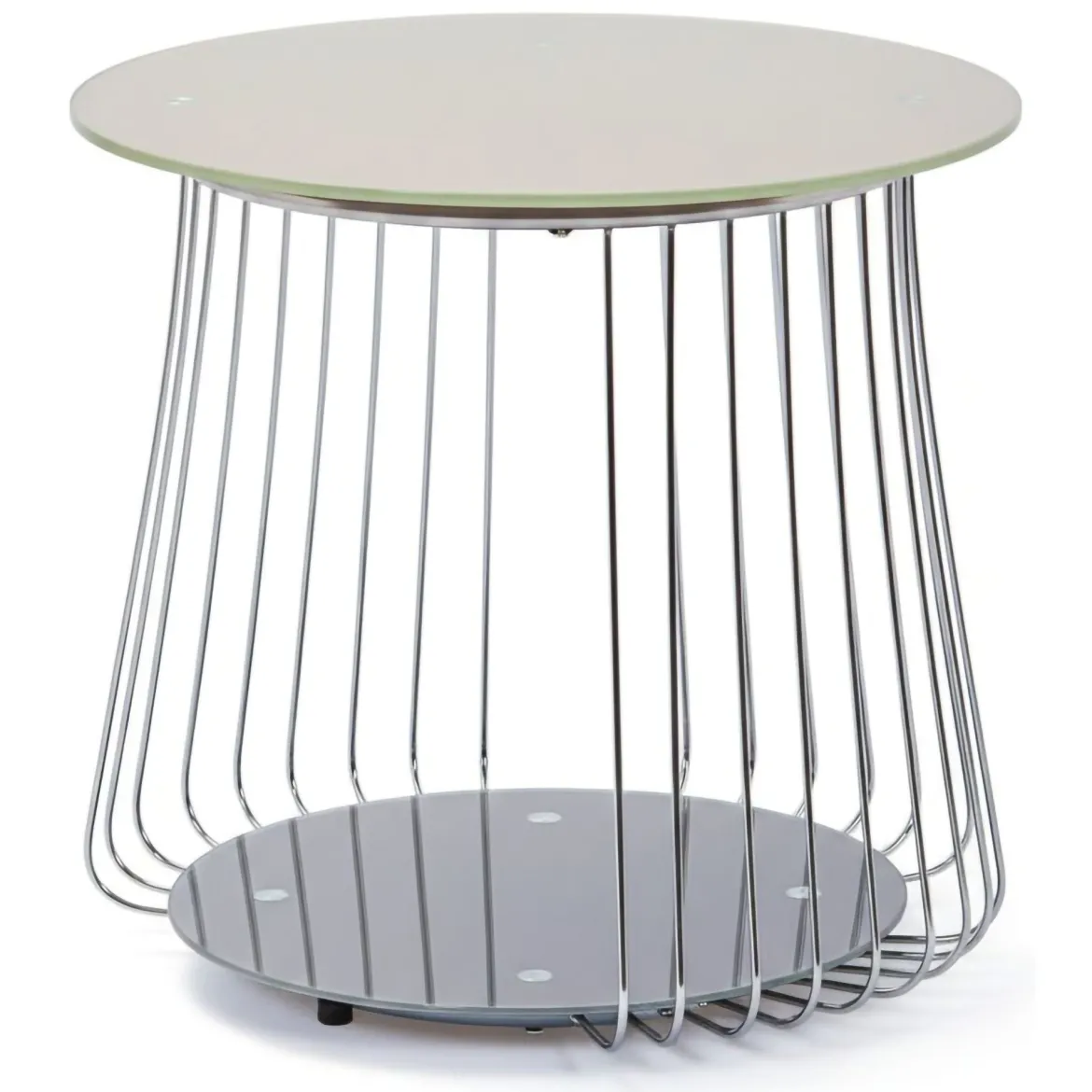 Tavolino da Salotto Grigio Forma Circolare Materiale Piano in Metallo 50x50x50h cm, Colore Ripiano Grigio - Cavalese