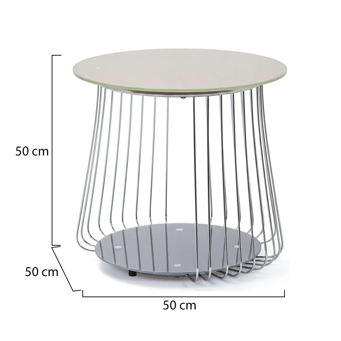 Tavolino da Salotto Grigio Forma Circolare Materiale Piano in Metallo 50x50x50h cm, Colore Ripiano Grigio - Cavalese