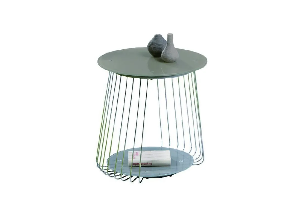 Tavolino da Salotto Grigio Forma Circolare Materiale Piano in Metallo 50x50x50h cm, Colore Ripiano Grigio - Cavalese