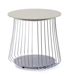 Tavolino da Salotto Grigio Forma Circolare Materiale Piano in Metallo 50x50x50h cm, Colore Ripiano Grigio - Cavalese